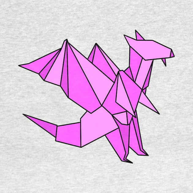 Pink origami dragon by CalliesArt